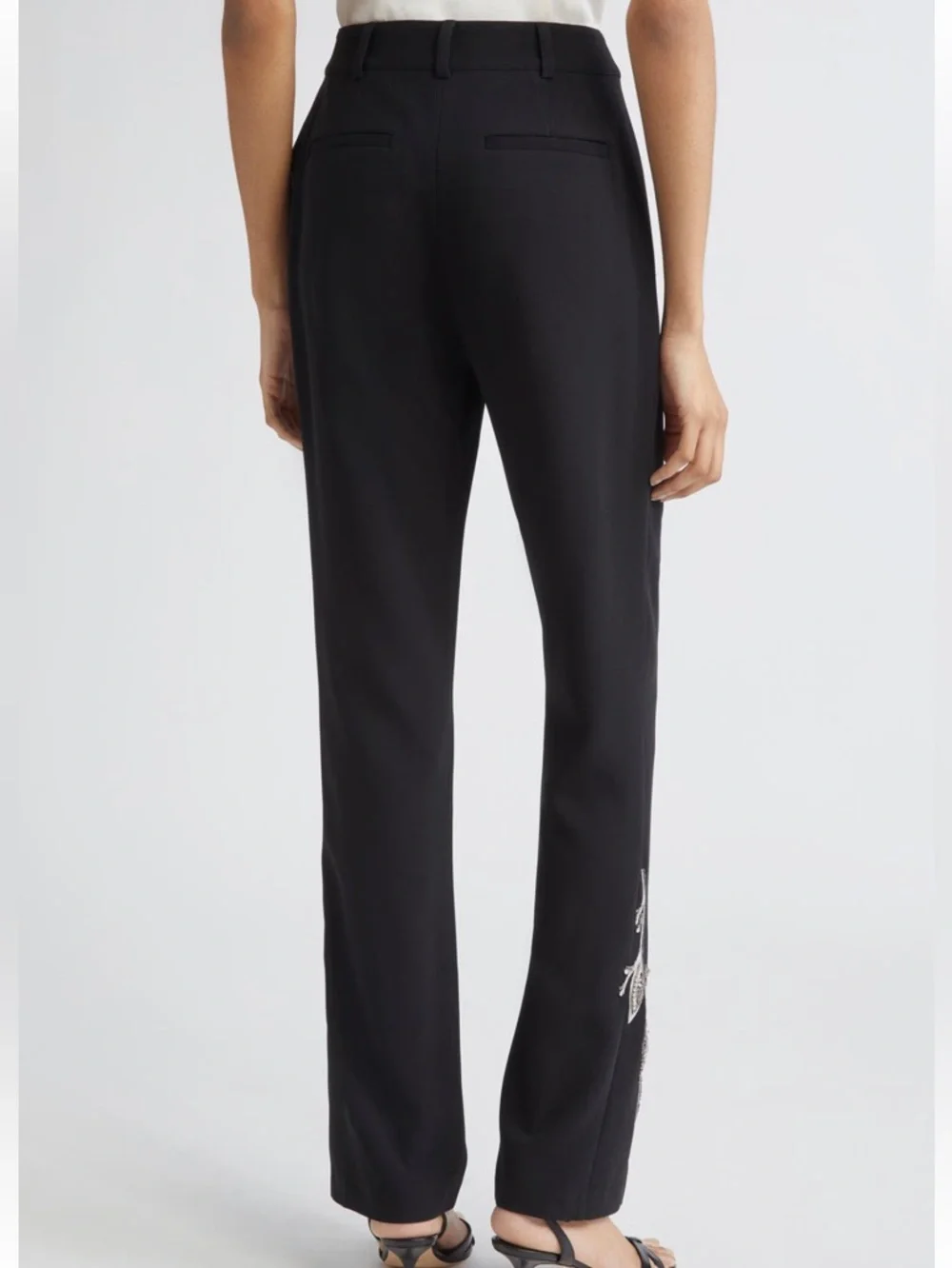cinq a sept Black Embellished Straight-Leg Trousers